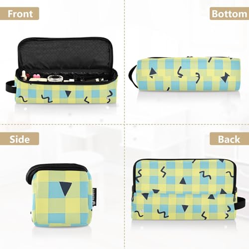Organizador 2 en 1 para herramientas de cabello con tapete resistente al calor extraíble, capacidad grande para planchas de pelo, rizadores y secadores, estampado Memphis Confetti Gingham, portátil miniatura 5