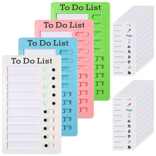 Aleric 4 Pcs Chores Chart for Kids, Daily Routine Chore Chart for Kids, Visual Schedule for Kids Chore Charts, Chore Board, RV Checklist, Sliding Planning Board to Do List ADHD Tools for Multiple Kids