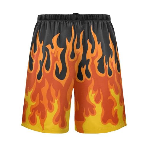 Laprad Men's Pajama Shorts Lounge Sleep Shorts Soft Pajamas Bottoms Fire Flame with Pockets & Drawstring2