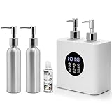 Elitzia Dual Bottle Massage Oil Warmer Smart Touch Control Lotion Warmer Dispenser Adjustable Temperature Independent Heating Systems Heated Lotion Dispenser with 4 Pump Bottles ETLB02W (White)