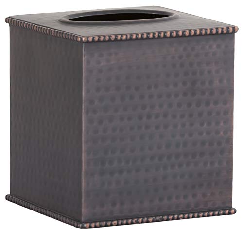 Gramercy Accents Tissue Box Cover - Heavyweight Brass Hammered Oil Rubbed Bronze Finish Square Boutique Size 4.75 Inches By 5.5 Inches #TOP1
