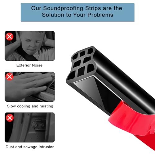 Image of STHIRA16.4'' Thickened Automotive Weather Stripping, Three-Layer 8-Hole Car Door Seal Strip Self Adhesive Weather Stripping for Noise Reduction, Waterproof Self-Adhesive Rubber Seal