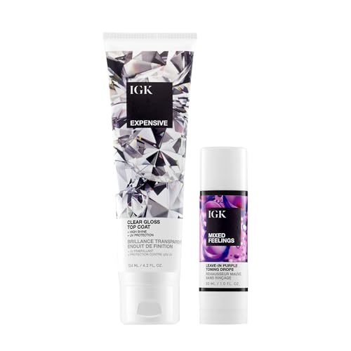 IGK Mixed Feelings Leave-In Blonde Toning Drops + Expensive Shine Gloss Treatment – Hair Color Maintenance & Styling Duo for Tone, Shine & Manageability – Vegan & Cruelty-Free