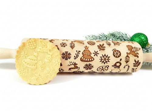 ROLLING PIN CHRISTMAS GIFTS EMBOSSING DOUGH ROLLER for CHRISTMAS GINGERBREAD COOKIES SNOWMAN GIFT STAR SNOWFLAKE WINTER COOKING GIFT