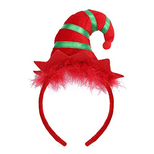 Christmas Elf Headband Xmas Elf Hat Hair Band Women Elf Feather Headpiece Elves Hairband Hair Hoop Holiday Santa Party Decoration Cosplay Costume Halloween Cute Handmade Hair Accessories 1 Pack Red