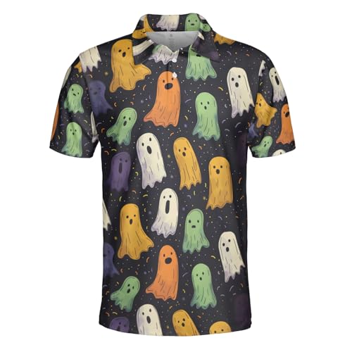 Halloween Polo Shirts for Men - Creepy Short Sleeve Regular Fit Polo Shirts for Men Women Series 03