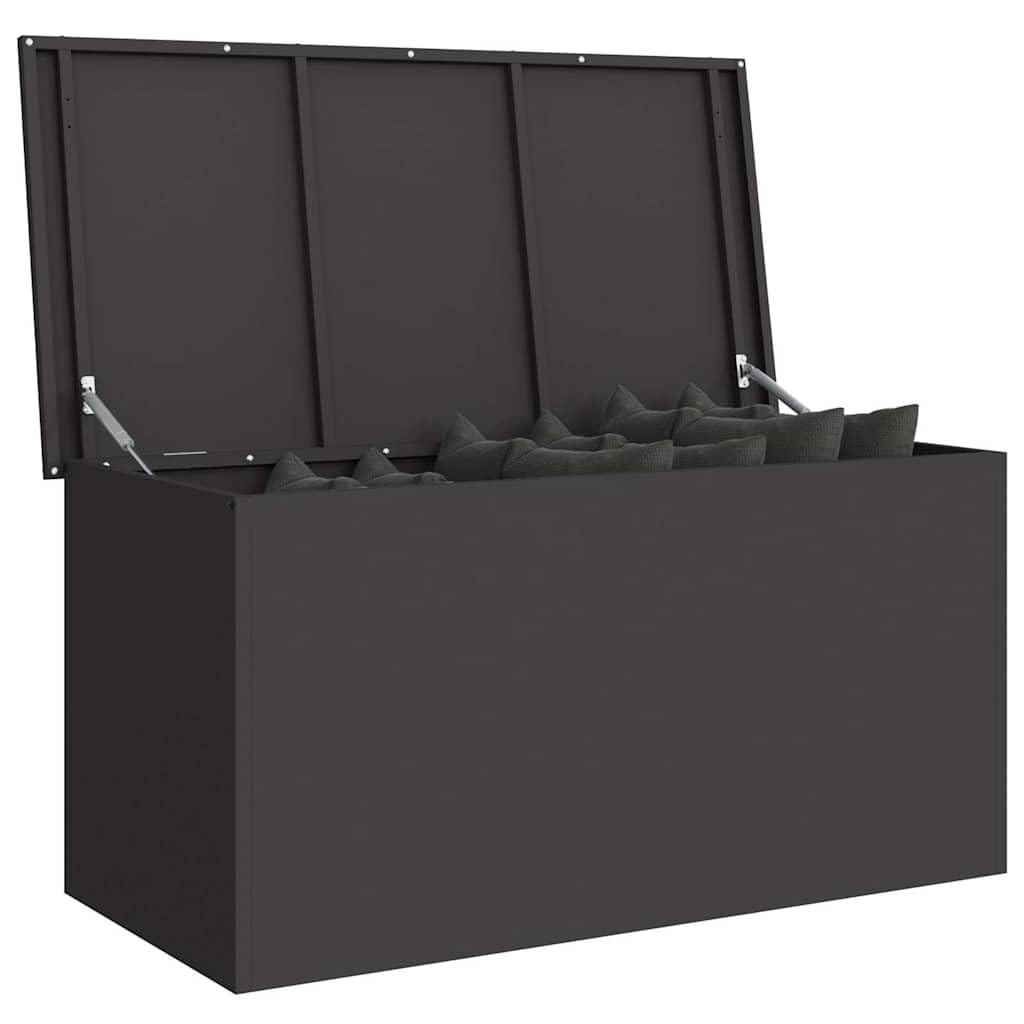 vidaXL Outdoor Storage Box Black 100 x 50.5 x 50 cm Steel, Outdoor Storage Box, Rectangular Garden Cabinet, Weatherproof Furniture, Industrial Steel Patio Organizer, Durable Solution
