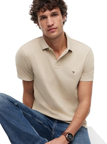 Tommy Hilfiger Herren Poloshirt Kurzarm 1985 Regular Fit, Beige (Sandalwood), S – Ansicht 4