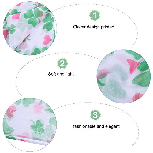 KESYOO St. Patrick Day Four Leaf Clover Cachecol Shamrock Shawl Wrap Cachecol Irlandês Trevo para Mu