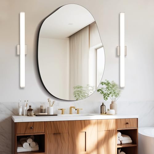 Image of Bathroom Vanity Light Brushed Nickel Square LED 24 inch 14W 4000K Natural White Light Wall Bar Lighting Fixtures Over Mirror (Brushed Nickel, 31.5in 4000K Dimmable)