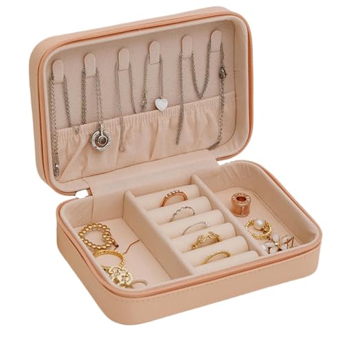Vriusi Joyero de viaje, soporte para aretes, organizador de collares, caja de joyería de gran capacidad, caja de almacenamiento de joyas, organizador de joyas portátil, caja de joyería compacta