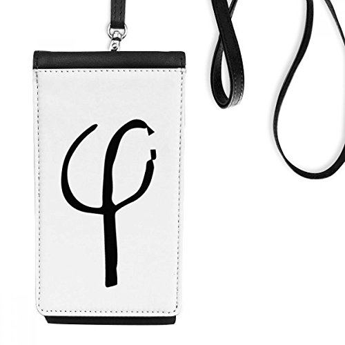 Bourse en cuir suspendu alphabet grec phi pochette téléphone chic