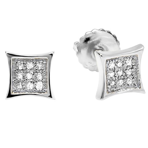 Dazzlingrock Collection 0.07 Carat (ctw) 14K Round Diamond Kite Shape Mens Hip Hop Stud Earrings, White Gold