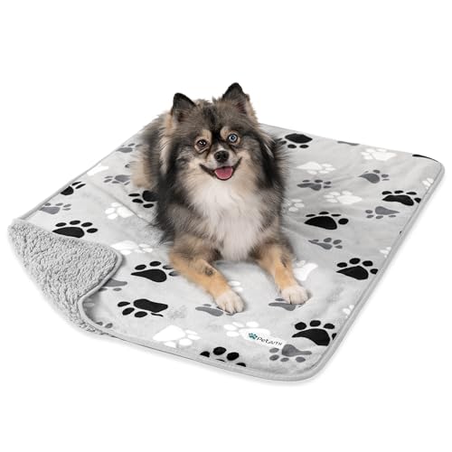 PetAmi Waterproof Dog Blanket Puppy Cat Medium Couch Cover, 29x40 Paw Grey