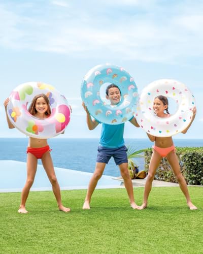 Image of Inflatable Swim Ring for Kids & Teens 8+ Years | Colorful Printed Swimming Tube Float 81 cm | Heavy Duty PVC Pool Float for Beach, Water Park, Summer Vacation, Outdoor Water Fun- Pack 1