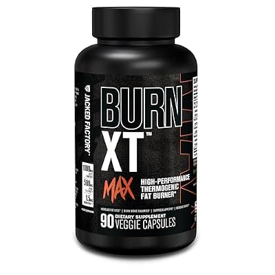 Jacked Factory Burn-XT Max - High-Performance Thermogenic Fat Burner & Appetite Suppressant for Weight Loss w/PurCaf Organic Caffeine, MitoBurn, Green Tea, Acetyl L Carnitine & More - 90 Capsules