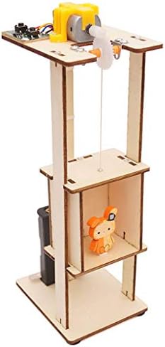 AZRtoys Elevator Toys Model for Toddler Kids Boys Girls - DIY Assemble Simulate Electric Lift Toys Gift - Science Experiment Teaching Tools (Khaki)