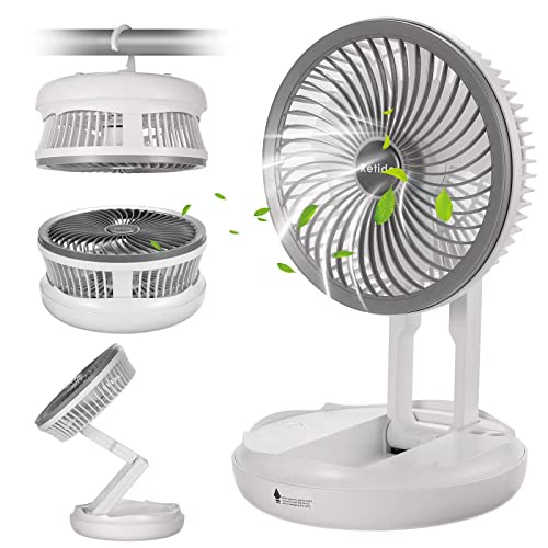 Desk Fan 7 Inch, Small Portable Fan With 4 Wind Speeds And Hook, Foldable Rechargeable Battery Operated Fan, Quiet Air Circulator Cooling Travel Fan For Office Bedside Rv Camping #TOP24