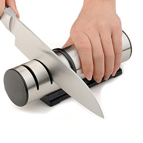 Toim profesional cuchillo afilador para rectas y cuchillos serrados, 23 Etapa sistema de afilado de la rueda con revestimiento de acero inoxidable de cerámica Emer 18cm Stainless steel + ceramic +