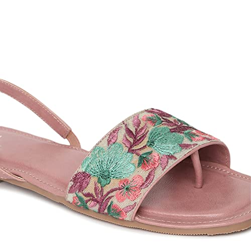 Image of Marc Loire Women's Pair of Embroidered & Embellished Flat Fashion Sandals