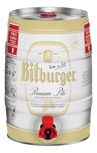 BITBURGER Premium Pils | Partyfass mit Zapfhahn (1x 5l) | Hopfenbetonter Pilsgenuss | Aus Besten Hopfensorten | Nach Deutschem Reinheitsgebot Gebraut