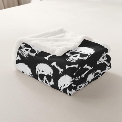 Couverture squelette gothique Halloween en peluche douce pour lit simple de style rétro rustique - 7