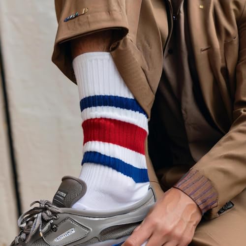 Image of 7 pairs of women's Striped Retro Crew Socks,Sporty Style,Casual cotton socks