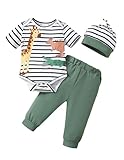 SUNNY PIGGY Baby Boy Clothes 0-3 Months Newborn Infant Spring Summer Outfits Romper 3Pcs Green Cute...