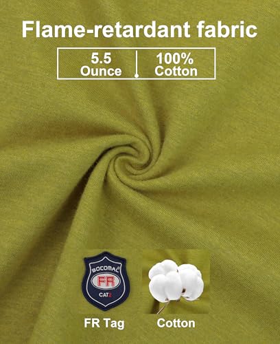 Image of BOCOMAL FR Shirts Flame Resistant Shirt 5.5oz 100% Cotton Light Weight CAT2 Fire Retardant Henley Shirts
