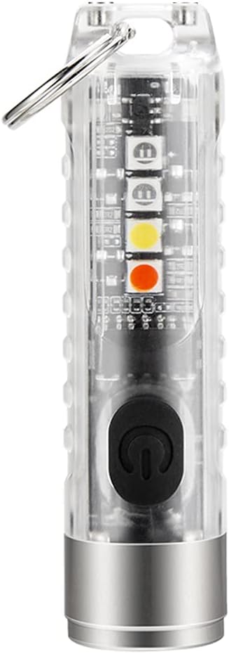 ALONEFIRE S11F Fluorescent Small Powerful Mini LED Keychain Flashlight Tactical Portable Bright Pen Torch SST20 LED USB Rechargeable IP65 Waterproof for Emergency with Built-in 300mAh Battery (White)