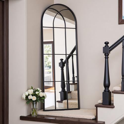 Image of OGCAU Arched Full Length Mirror, 65 inchx22 inch Floor Full Body Mirror, Black