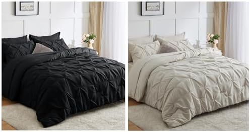 CozyLux Black King Comforter Set Bundle Beige King Size Comforter...