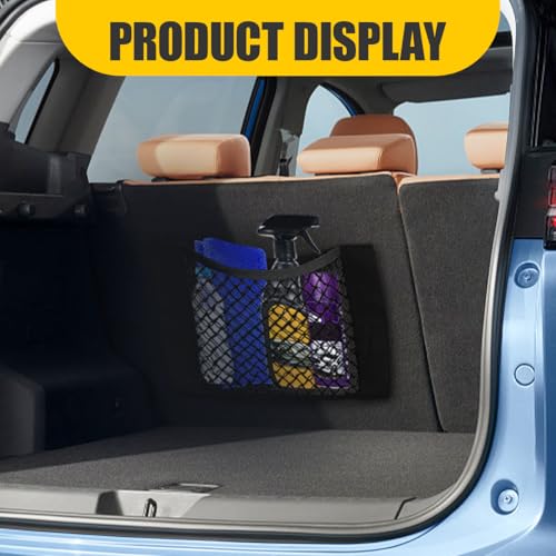 KPFILEH 2PCS Car Mesh Cargo Storage Net, 15.74\" x 9.84\" Elastic Stretchable Automotive Organizer Pouch Bag with Tape Stickers, Universal Vehicle Wall Sticker Net Pocket for RV, SUV, Car (L) - Thumbnail 6