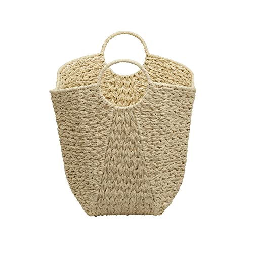 Household Essentials Cream Paper Rope Handles, Natural Woven Storage Basket