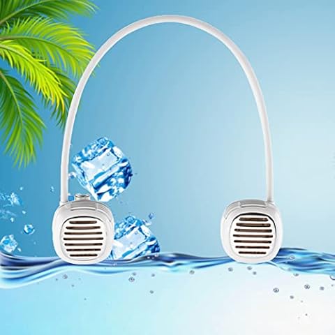 Portable Neck Fan Stepless Speeds Wearable Personal Fan Hands Free Bladeless Fan Rechargeable Battery Operated USB Fan 360° Cooling Fan Around Neck for Outdoor, Travel, Home,Office (White) Cover