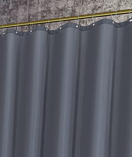Biscaynebay Fabric Shower Narrow Stall Curtain Liners 48" Width By 72" Length, Dark Grey Water Resistant Bathroom Curtains, Rust Resistant Grommets (8 Holes) Weighted Bottom Machine Washable #TOP4