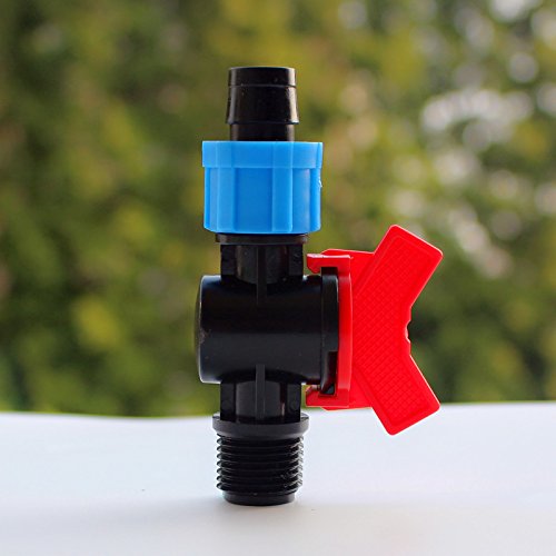 Kammas 10pcs/Pack 5/8inch Loc Drip Tape x 1/2 Male with Red Handle Shut-Off Valve Drip Irrigation Fittings Connect 5/8" Driptape Y112 - (Diameter: 10pcs)