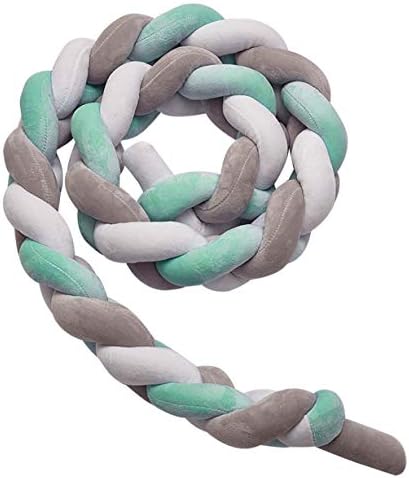 Infants Crib Bumpers Safe Protective Snake Bumpers Baby Home Decoration 59" Gary White Sky Blue