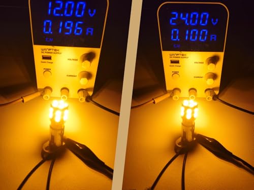 Image of 1142 BA15D LED Bulb Yellow 1076 RV Light Bulb for Car Lanscape Camper RV Truck Interior Tail Light Non Polarity AC /DC 12V-24V (Pack 2)