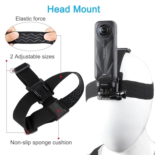 PellKing Accessories Kit for Sony Action Camera,New Quick Release Head Strap Mount + Chest Mount Harness + Backpack Clip Holder + 360°Rotating Wrist Strap