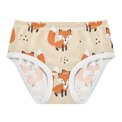 Toddlers Underwear Floral 2t Cotton Cute Panties Girl Stylish Undies Kids Briefs Cute Foxes Black Spots Beige