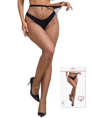 Image of Fishnet Stockings for Women Plus Size Mesh Fishnet Tights Sexy High Waist Pantyhose Black XS-5XL