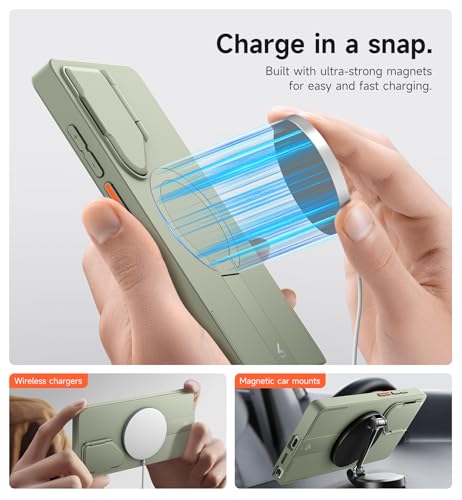 Image of SURITCH for Samsung Galaxy S25 Ultra Phone Case, Magnetic Protective Cover with Camera Cover & Adjustable Metal Kickstand for Galaxy S25 Ultra (2025)-Sage Green