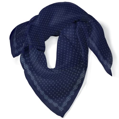 Karl Teichmann Bandana Kopftuch Damen & Herren - Bandana Tuch mit Punkte Muster aus 100% Baumwolle - Nicki-Tuch als Kopftuch, Halstuch uvm. - Marine Blau 70x70 cm Cover