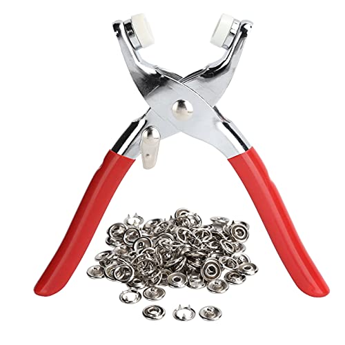 Pwshymi Metal Snaps Buttons, Stainless Steel Pliers Press Set, Prong Snap Button Fasteners Kit, Sewing Handcraft Tool for Clothing Leather Crafting Sewing