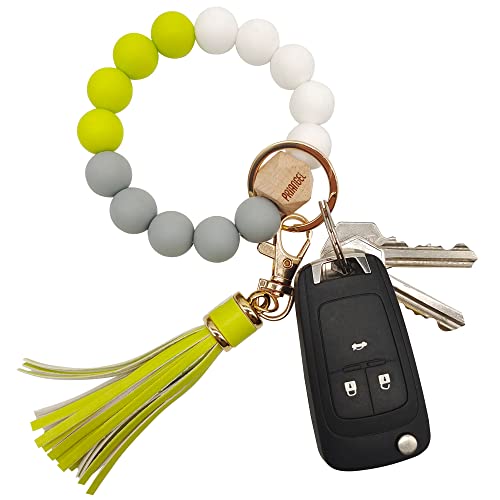 Priangel Silicone Key Ring Bracelet For Women Beaded Wristlet Keychain House Car Keys Rings Holder With Tassel #TOP7