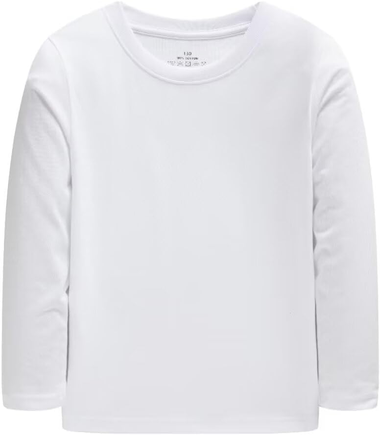 Huata 2 Packs Boys Girls T-Shirt Long Sleeve Crewneck Tee - Image 4