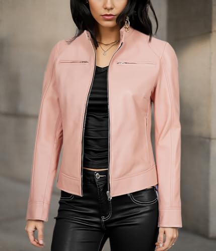 Image of Decrum Leather Jacket for Women - Real Lambskin Casual Leather Jackets Womens