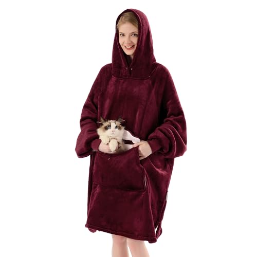 Krifey Wearable Blanket Hoodie, Oversized Sherpa Hooded as Birthday Gifts