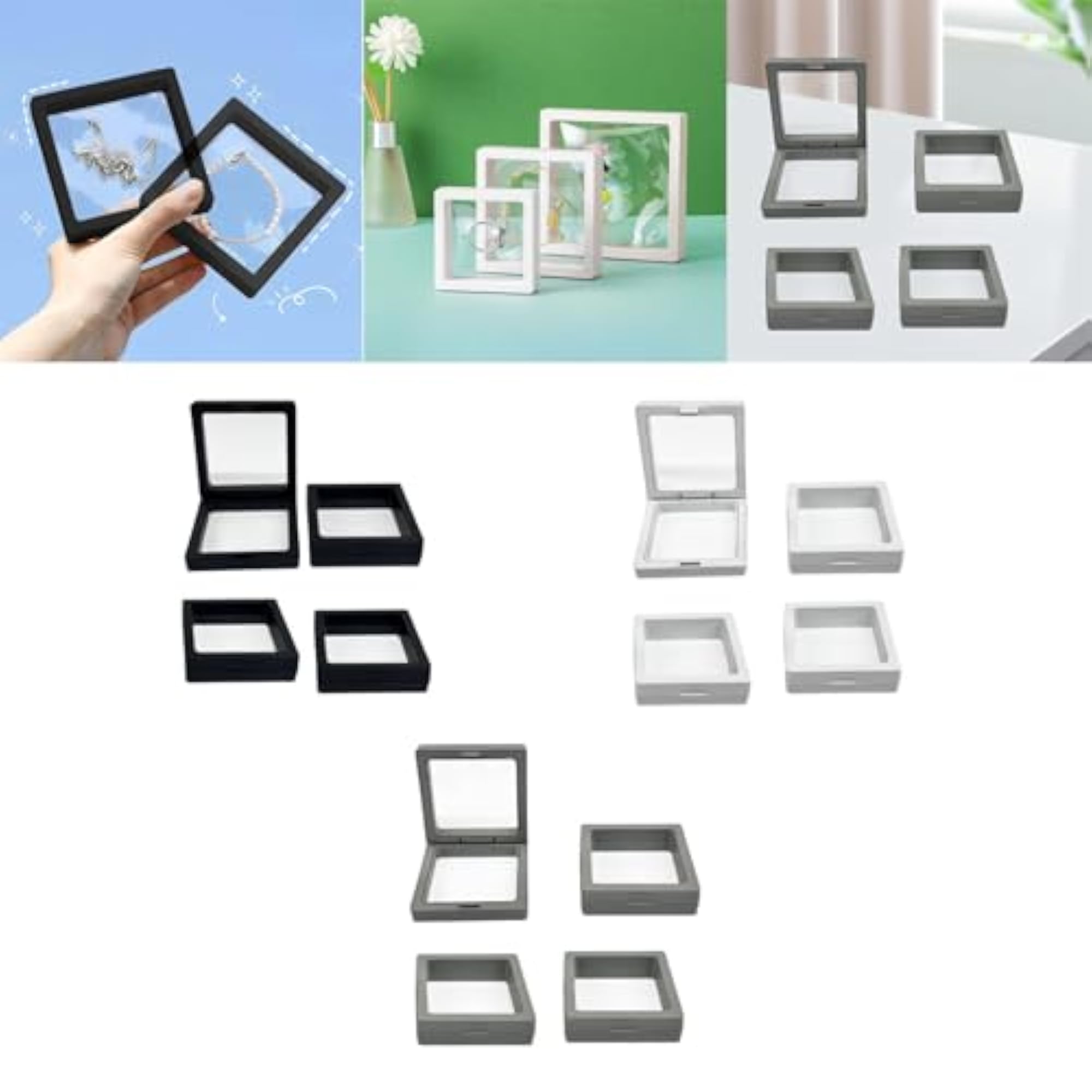 4X Floating Display Case Jewelry Storage Box for Brooches & Medals